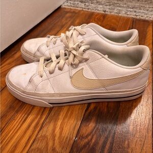 Nike Women's Beige and White Sneakers